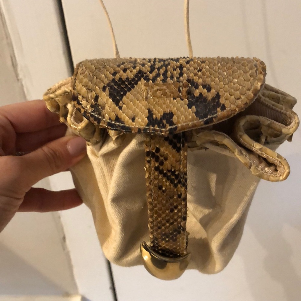 Mini accent bag canvas and snake leather